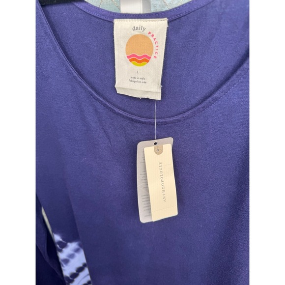 Daily Practice by Anthropologie‎ Navy Tie-Dye Long Sleeve Midi Dress NWT-L - Picture 7 of 11